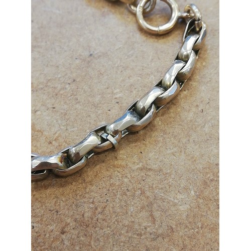 113 - A Victorian 9ct gold belcher link chain, later spring ring and loop fastening, stamped ‘9c’, 52cm lo... 