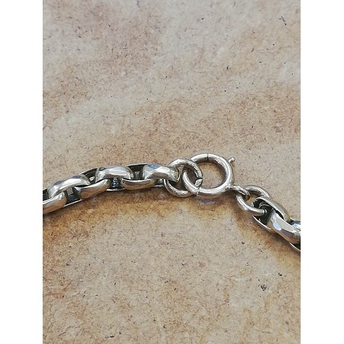 113 - A Victorian 9ct gold belcher link chain, later spring ring and loop fastening, stamped ‘9c’, 52cm lo... 