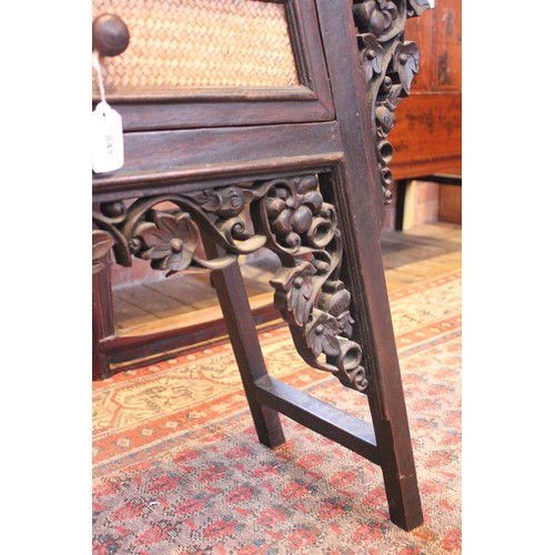 841 - A Chinese influence rattan and hardwood console table, 20th century, the framed rectangular top with... 