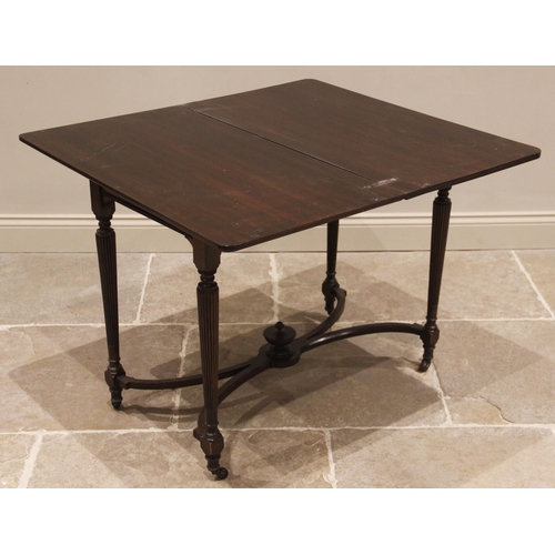 647 - A Regency style walnut tea table, late 19th century, the burr walnut quarter veneered top with round... 