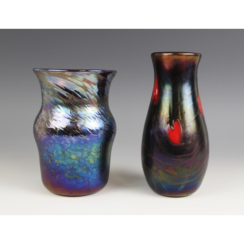 514 - A John Ditchfield for Glasform studio glass vase of baluster form, the iridescent purple glass with ... 