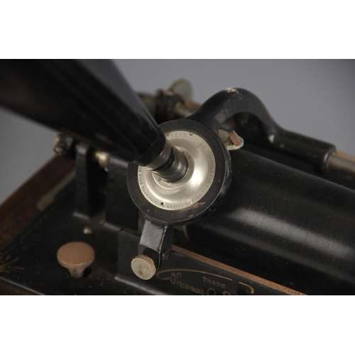 561 - An oak cased Thomas A. Edison cylinder phonograph, early 20th century, the riveted patent plaque car... 