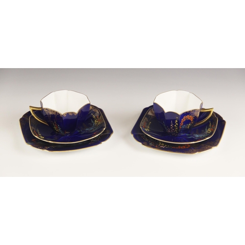 453 - An Art Deco Shelley Queen Anne part tea service, circa 1930, decorated in the 