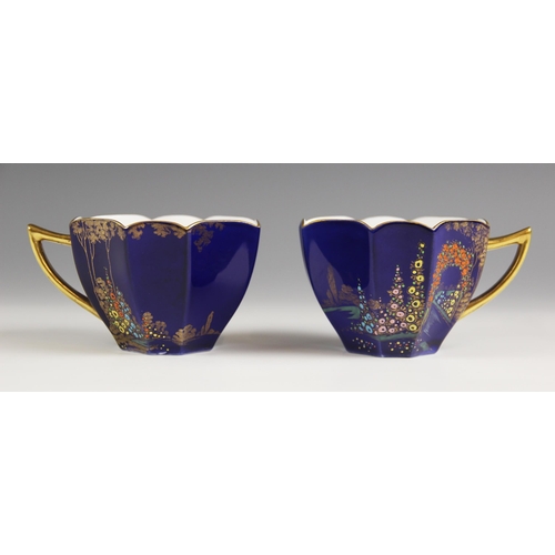 453 - An Art Deco Shelley Queen Anne part tea service, circa 1930, decorated in the 