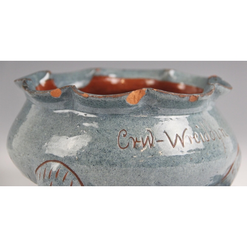 468 - A Welsh Ewenny Pottery glazed terracotta footed bowl or cache pot, early 20th century, probably by W... 