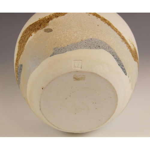 503 - Jack Doherty (British, b.1948), a soda fired porcelain studio pottery vase of ovoid form with compre... 