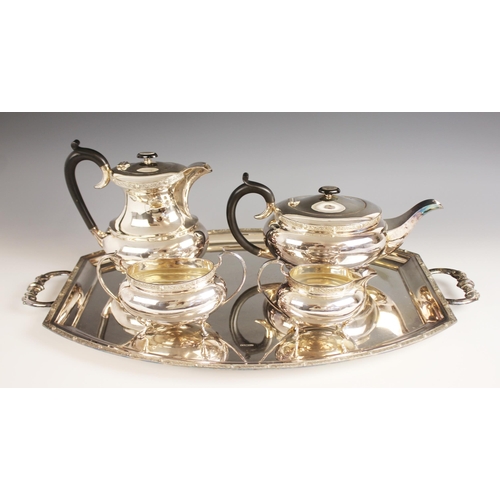 66 - An early 20th century silver plated tea service by Davis & Sons of Glasgow, comprising teapot, hot w... 