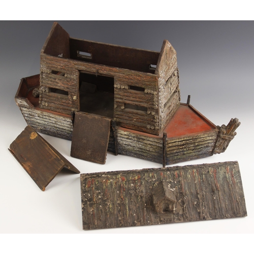 539 - A Hausser-Elastolin Noah's Ark, early 20th century circa 1930, with removable roof, hinged side door... 