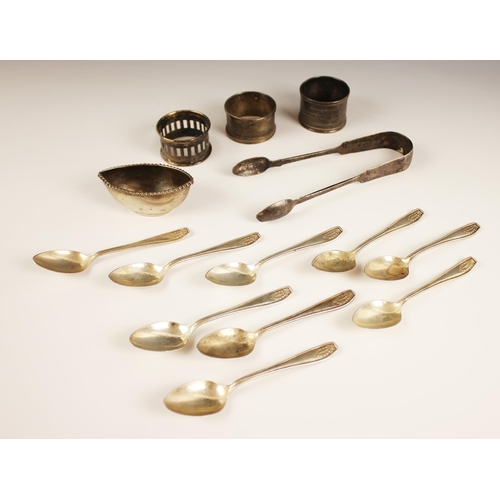 93 - A selection of silver and silver mounted tableware, to include a set of nine silver teaspoons, Emile... 