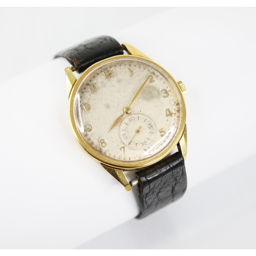 125 - A gentleman's vintage 18ct gold International Watch Company wristwatch, the circular dial with Arabi... 