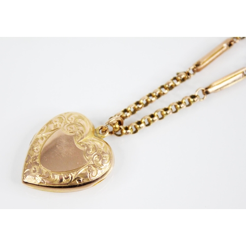 131 - A George V 9ct gold heart-shaped locket pendant, W & F Rabone, Birmingham 1918, with scrolling folia... 