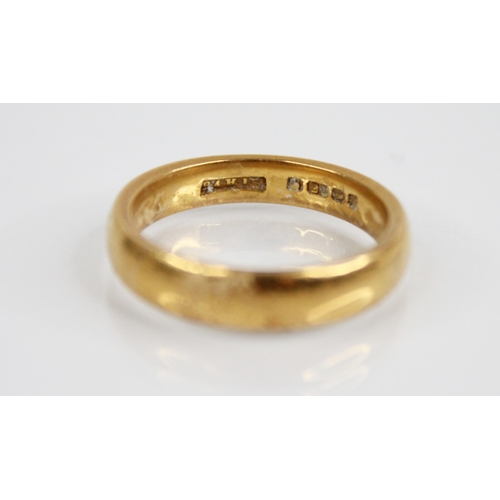 134 - A George V 22ct gold wedding band, Pleasance & Harper Ltd, Birmingham 1929, ring size N 1/2, weight ... 