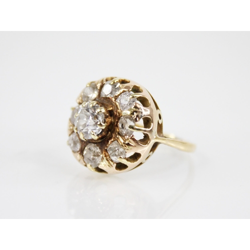 158 - A 19th century and later diamond floral cluster ring, central diamond measuring 6.1mm x 5.7mm, with ... 