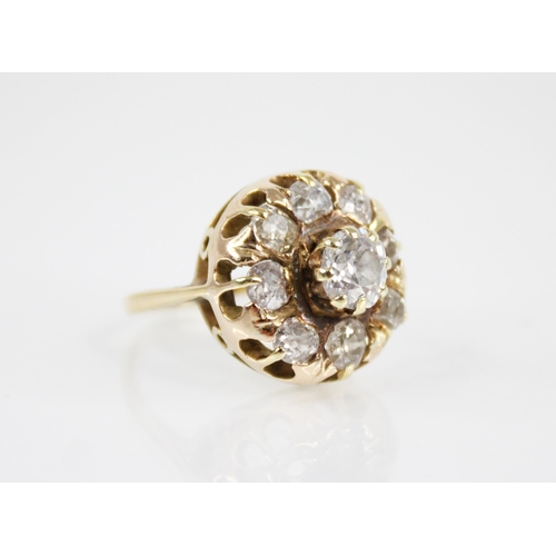 158 - A 19th century and later diamond floral cluster ring, central diamond measuring 6.1mm x 5.7mm, with ... 