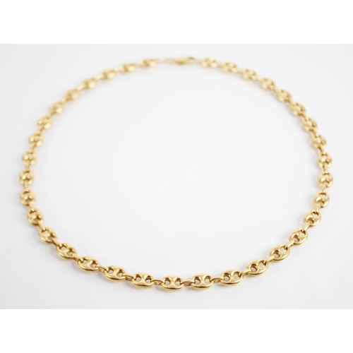 189 - A 14ct gold mariner link chain, lobster claw and loop fastening, 46.5cm long, weight 21.3gms