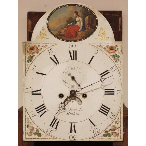 603 - A 19th century oak and mahogany crossbanded eight day longcase clock by Joyce Jnr, Ruthin, the swan ... 