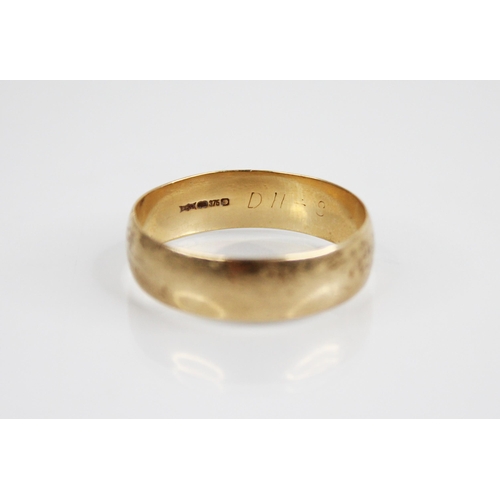 232 - A 9ct gold wedding band, marks for 'PHW' Sheffield, with 375 standard marks, internal diameter appro... 