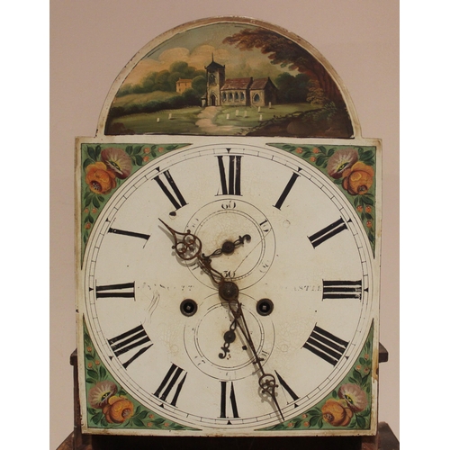 606 - A George III 8 day longcase clock, signed indistinctly 'Scott Newcastle', the arched hood with a fre... 