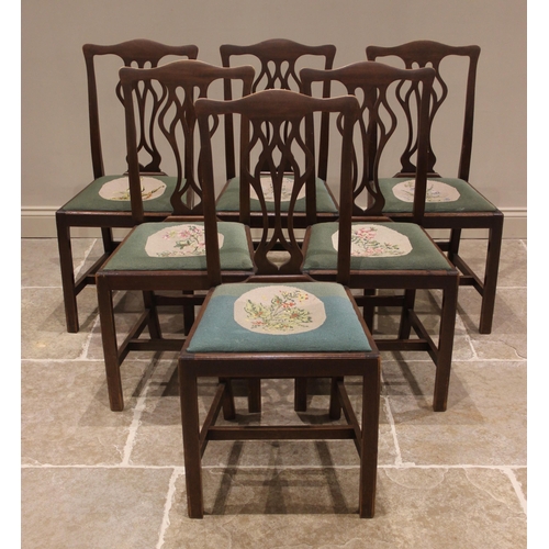 701 - A set of six Hepplewhite style mahogany dining chairs, retailed by J & B Blower, Shrewsbury, early 2... 