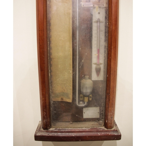 609 - A Victorian Gothic influence walnut cased Admiral Fitzroy barometer, late 19th century, the case sur... 