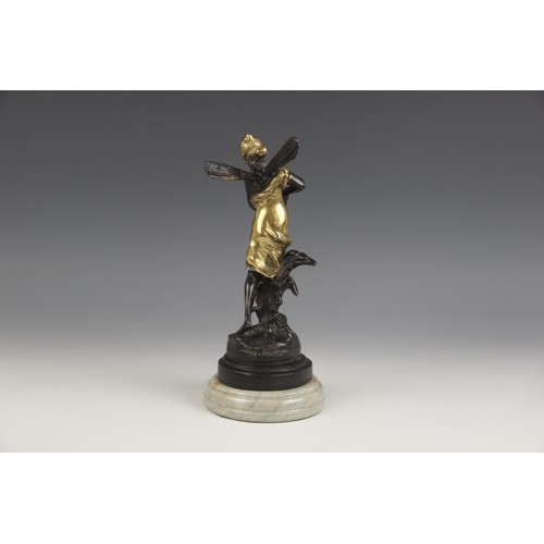 223 - After Auguste Moreau (1834-1917), a pair of nymphs, each parcel gilt bronze patinated figure modelle... 