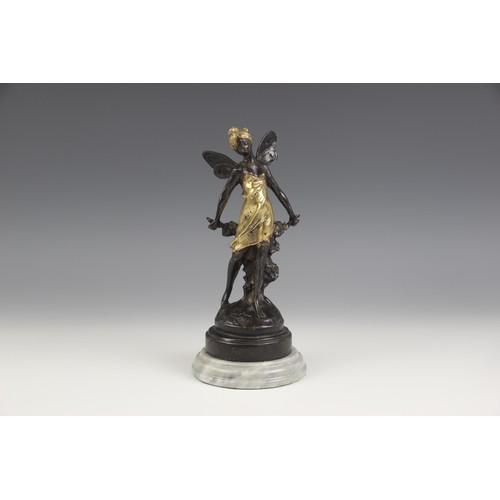 223 - After Auguste Moreau (1834-1917), a pair of nymphs, each parcel gilt bronze patinated figure modelle... 