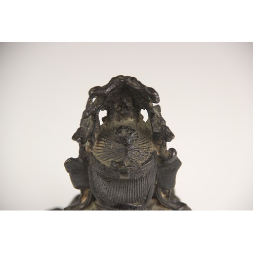 419 - A Sino-Tibetan bronze figure of buddha/boddhisattva, 19th century, seated in dhyanasana, right hand ... 