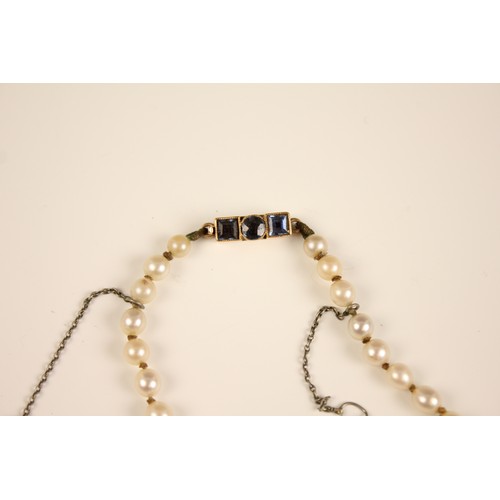 193 - An early 20th century cultured pearl necklace, designed as a single row of round cultured pearls, me... 