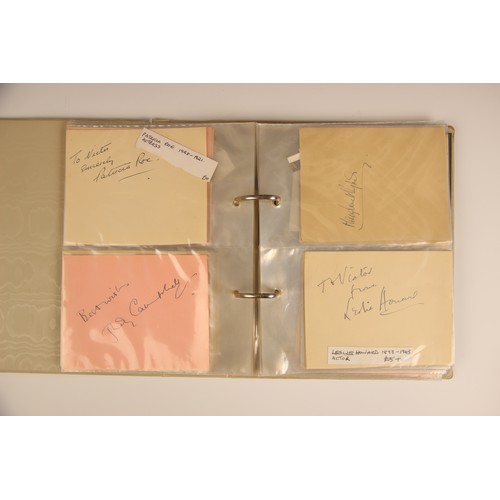 271 - An album of fifty autographs, to include James Mason, Leslie Howard, George Cole, Patricia Roe, Will... 