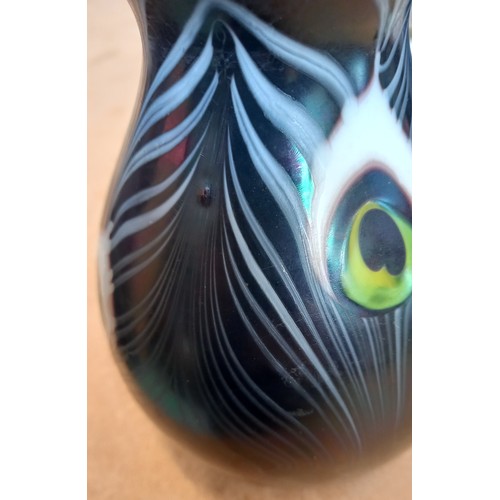 515 - A John Ditchfield for Glasform studio glass vase of baluster form, the iridescent green and purple g... 