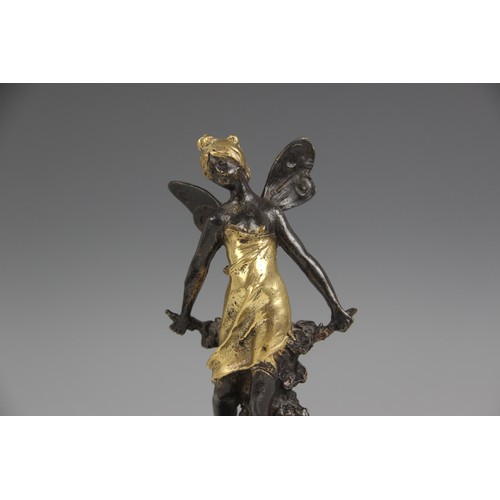 223 - After Auguste Moreau (1834-1917), a pair of nymphs, each parcel gilt bronze patinated figure modelle... 