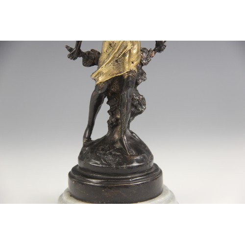 223 - After Auguste Moreau (1834-1917), a pair of nymphs, each parcel gilt bronze patinated figure modelle... 