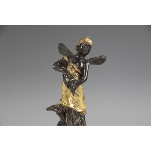 223 - After Auguste Moreau (1834-1917), a pair of nymphs, each parcel gilt bronze patinated figure modelle... 