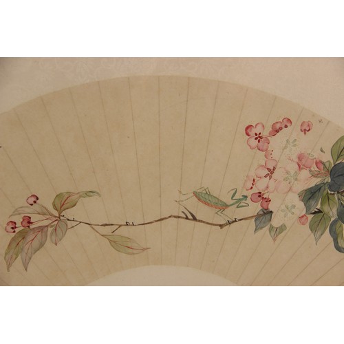 397 - Follower of Wang Yachen (Chinese School), a Chinese watercolour laid on silk fan painting, depicting... 