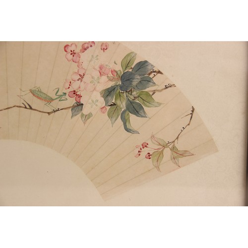 397 - Follower of Wang Yachen (Chinese School), a Chinese watercolour laid on silk fan painting, depicting... 