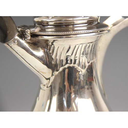 107 - An early 20th century silver bachelors coffee pot, Nathan and Hayes, Chester, date mark rubbed, of b... 