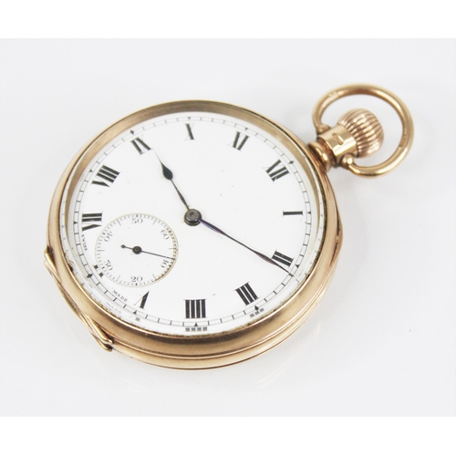 131 - A George V 9ct gold open-faced pocket watch, Dennison Watch Case Co, Birmingham 1919, the circular w... 