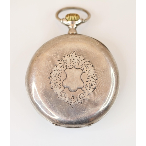 135 - An early 20th century Omega silver open face pocket watch, the dial depicting an erotic scene with A... 