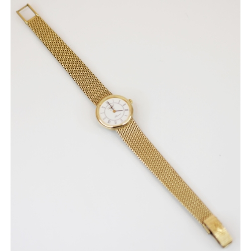 138 - A ladies Longines 9ct gold ladies wristwatch, the circular white dial with Roman numerals and inner ... 