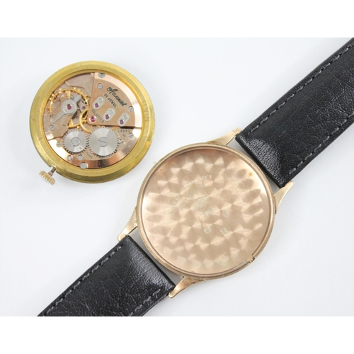 199 - A 9ct gold cased Accurist ‘Antimagnetic shockmaster’ wristwatch, the circular dial with Arabic and b... 