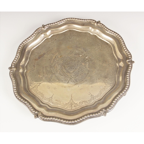 28 - An Edwardian silver salver, Barker Brothers, Birmingham 1901, of shaped hexagonal form with beaded b... 