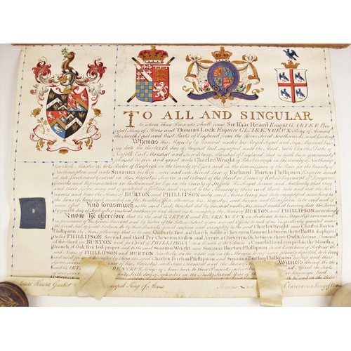 286 - A cased indenture, late 18th century, granting to Charles Wright of Peterborough the right to the su... 