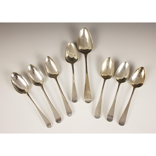 37 - Three George III Old English pattern silver dessert spoons, Edward Thomason, Birmingham 1812, each o... 