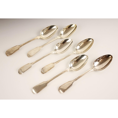 4 - A set of four Victorian silver fiddle and thread pattern tablespoons, A B Savory & Sons, London 1856... 