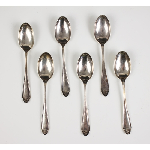 41 - A set of six George V silver teaspoons, Cooper Brothers and Sons Ltd, Sheffield 1920, each handle wi... 