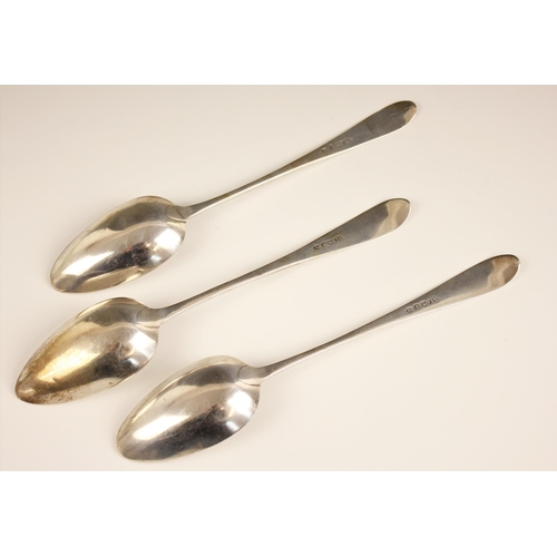 5 - A set of three George III Old English pattern Scottish silver table spoons, probably Robert Keay I, ... 