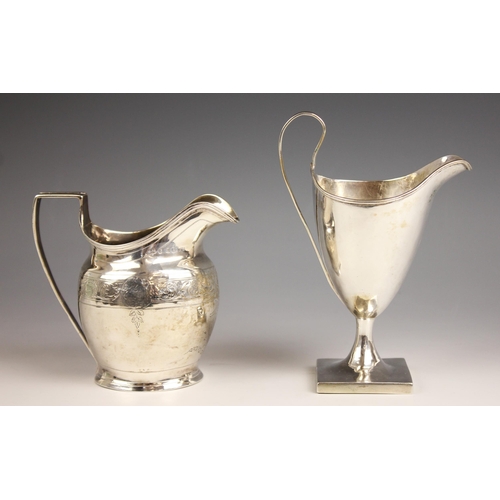 51 - A George III silver cream jug, Alexander Field, London 1789, with angular handle and scrolling folia... 