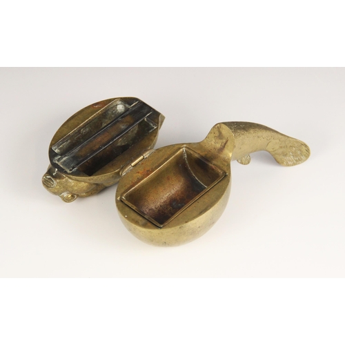 569 - A Chinese bronze incense burner modelled as a sturgeon, 19th century, with hinged cover, 14.5cm long