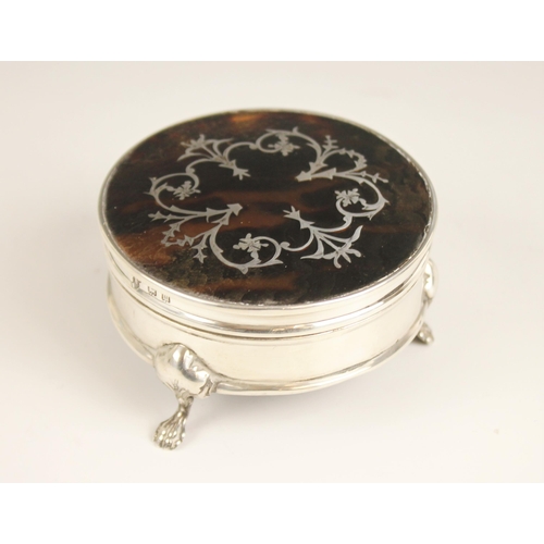 63 - An Edwardian silver and tortoiseshell ring box, Charles Boyton & Son Ltd, London 1907, the hinged ci... 