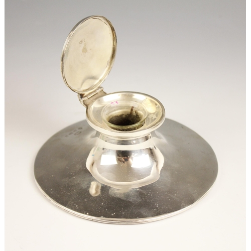 66 - An Edwardian silver capstan inkwell, Asprey & Co Ltd, Birmingham, date mark rubbed, the plain polish... 